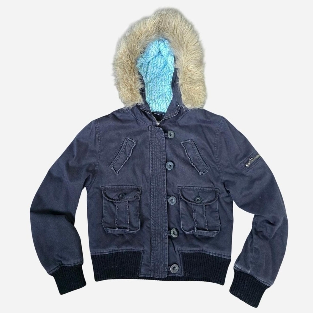 Y2K Bongo Bomber Jacket With Removable Faux-fur Trim